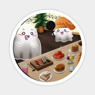 Kawaii Ghosts - A Chef cook a delicious buffet Magnet